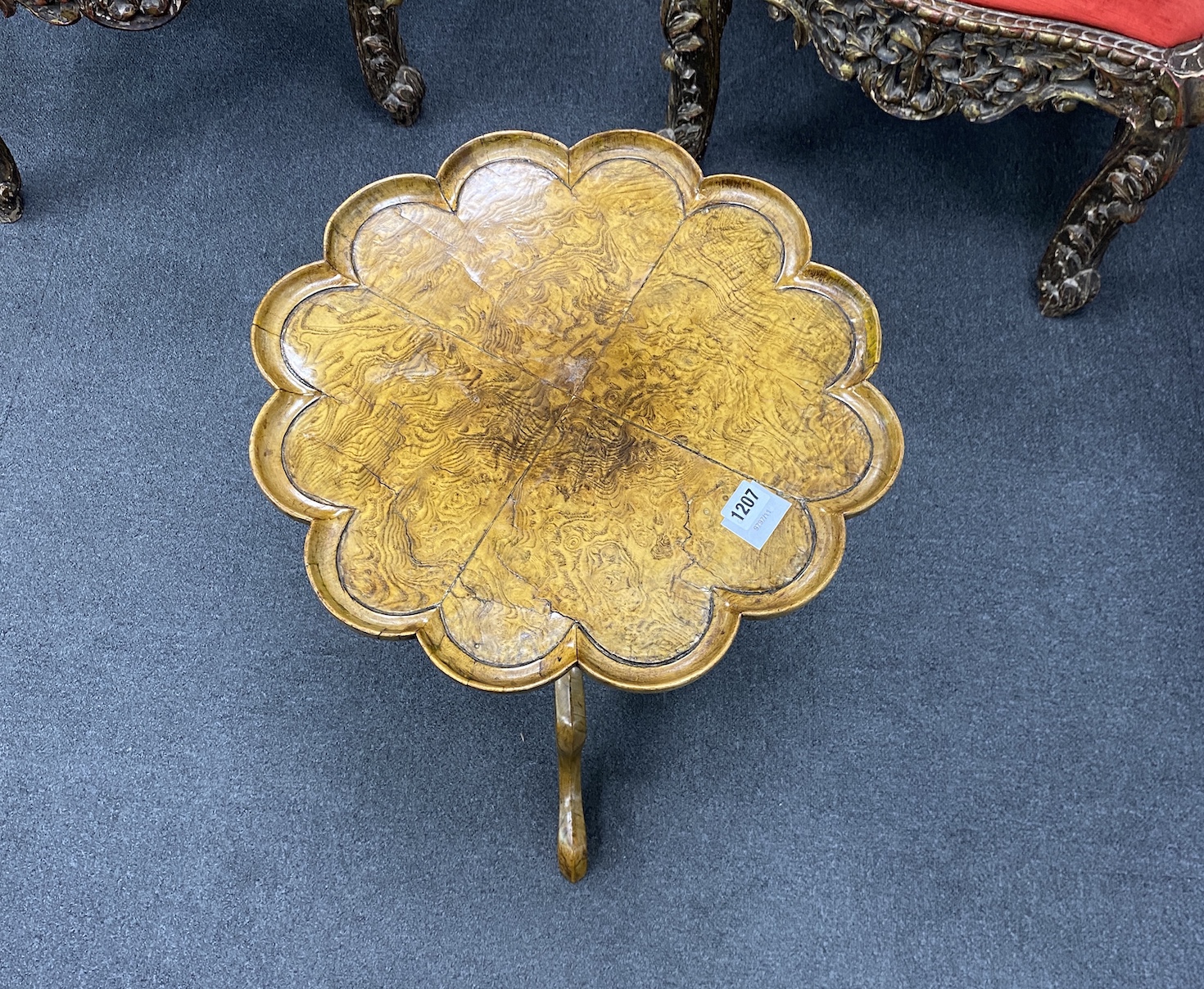 A Victorian walnut occasional table, on spiral column and tripod base, width 45cm, height 65cm